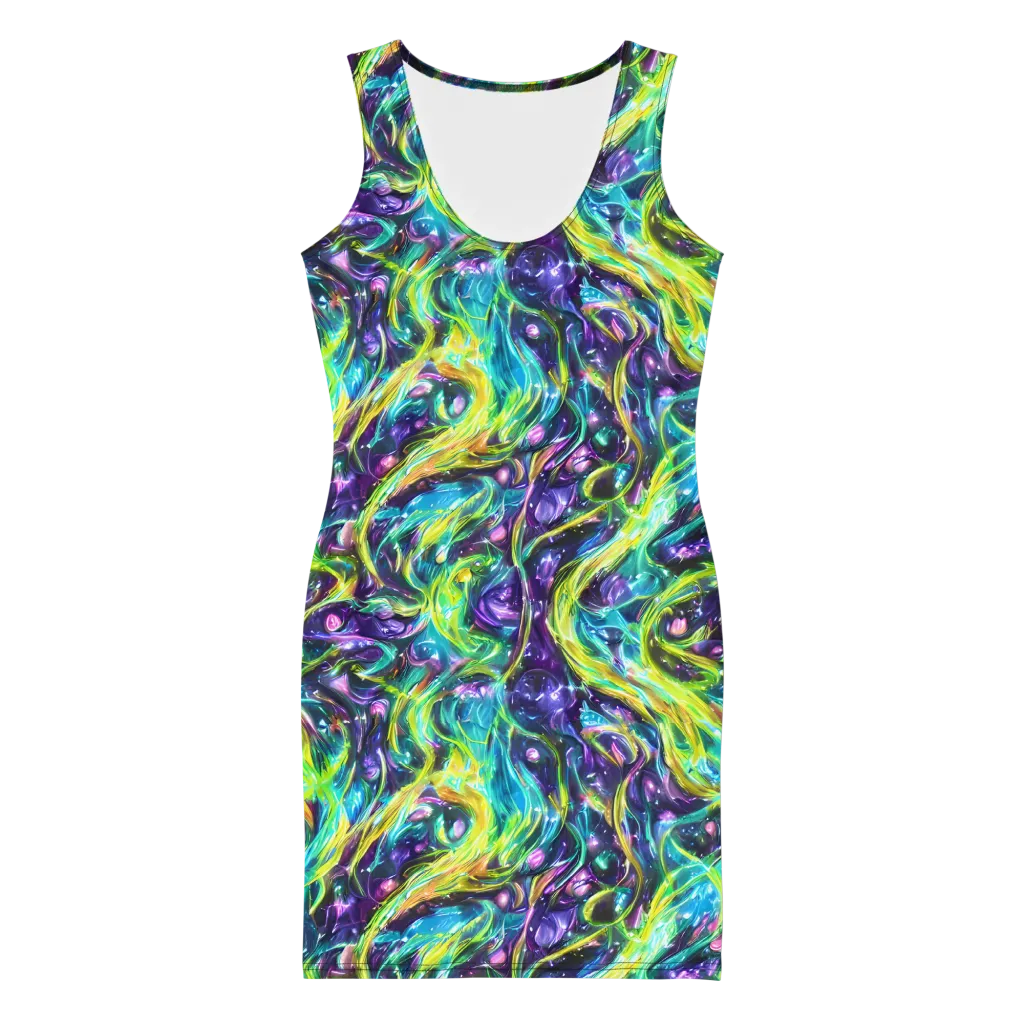 Hypercolor Lagoon on Bodycon Dress — Front