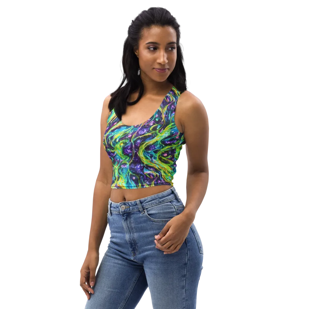 Hypercolor Lagoon on Crop Top — Left Front