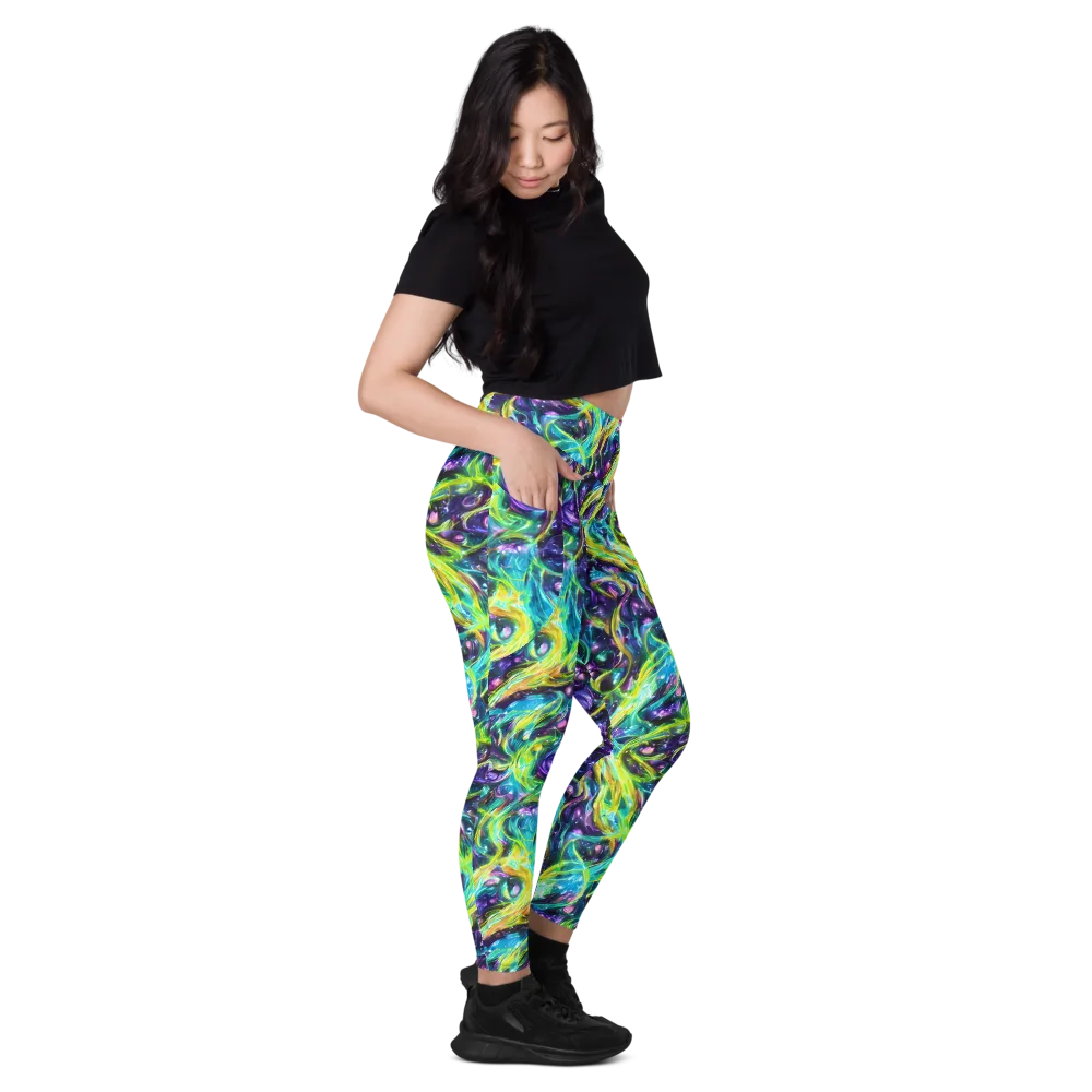 Hypercolor Lagoon on Leggings with Pockets — Right