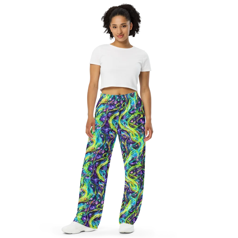 Hypercolor Lagoon on Wide-Leg Pants — Front