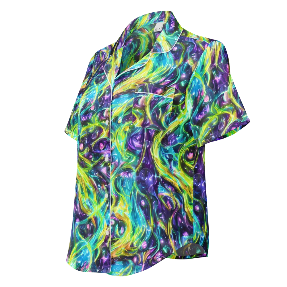 Hypercolor Lagoon on Women's Short Sleeve Pajama Top — Left Front