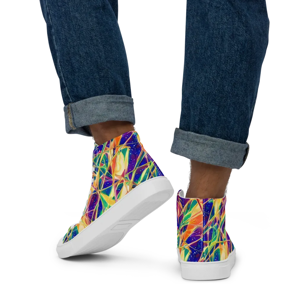 Solar Prism on Men's High Top Canvas Shoes — Back