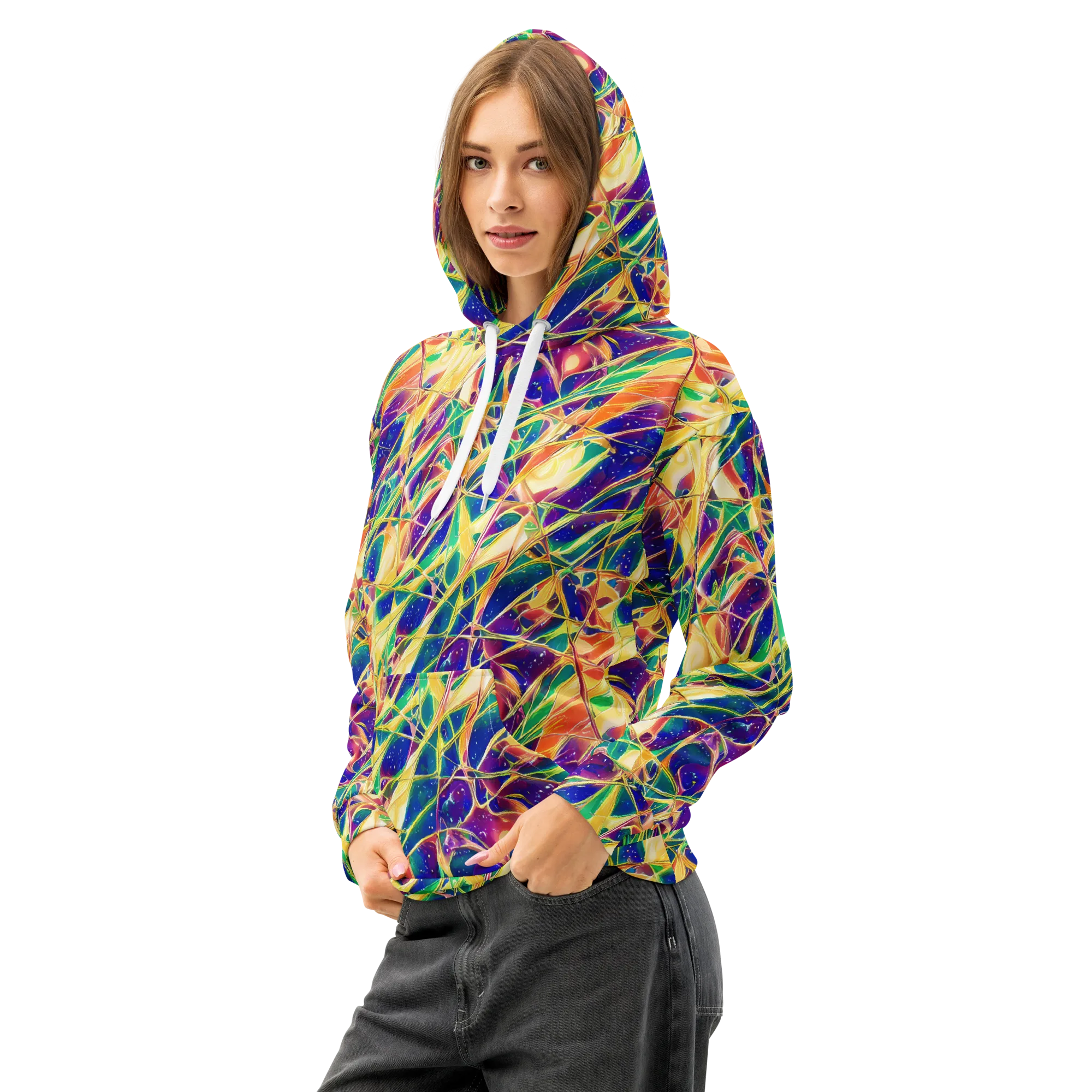 Solar Prism on Cotton Hoodie — Left Front