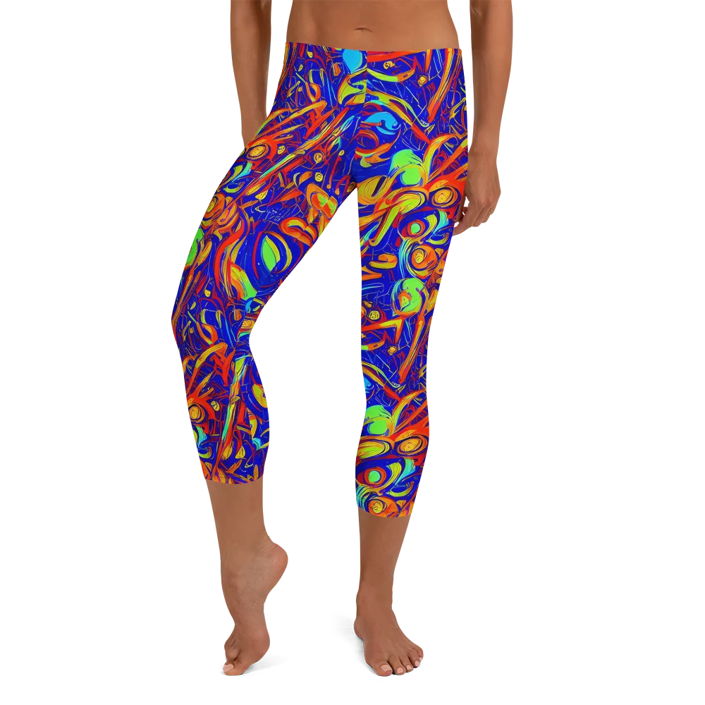 Ultramarine Rapture on Capri Leggings — Front