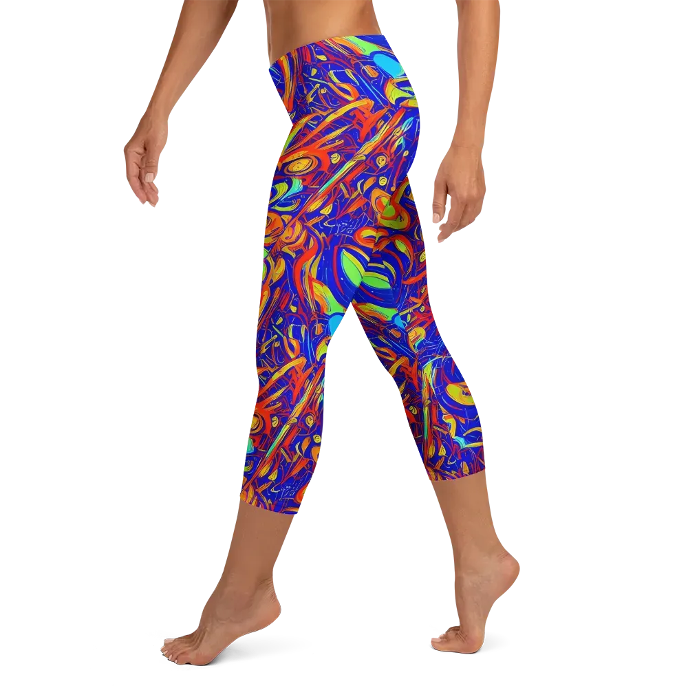 Ultramarine Rapture on Capri Leggings — Left