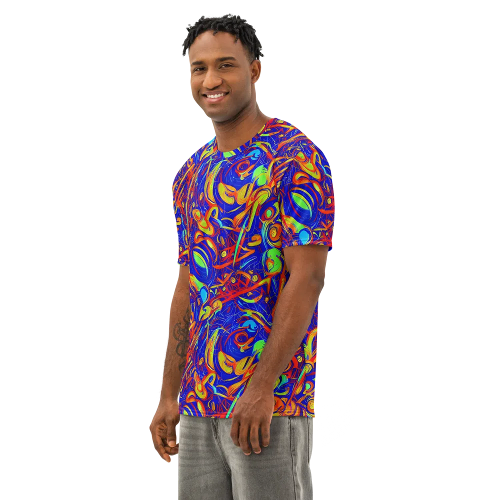 Ultramarine Rapture on Men's Cotton Crew Neck T-Shirt — Left Front