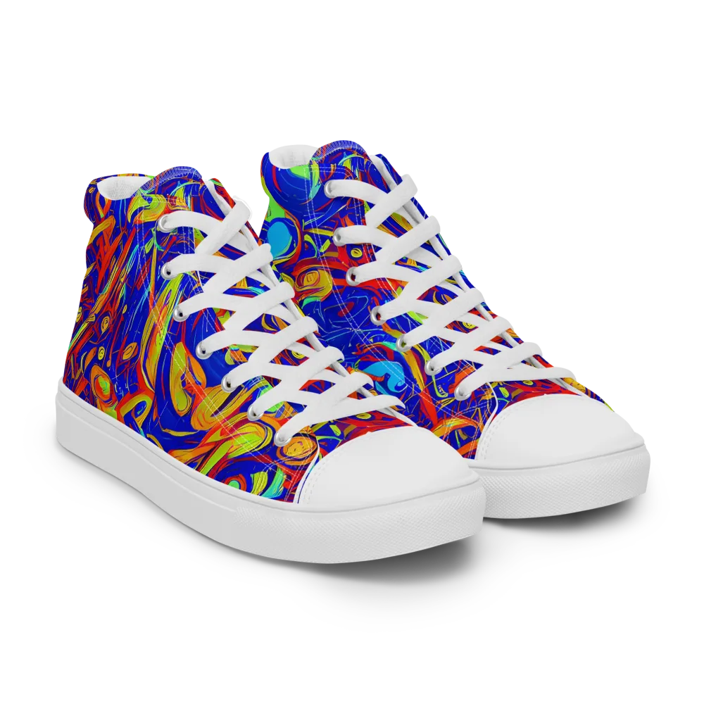 Ultramarine Rapture on Men's High Top Canvas Shoes — Right Front