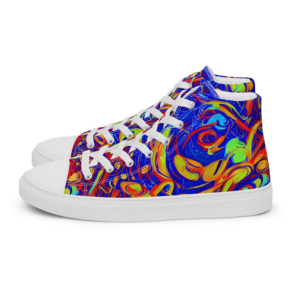 Ultramarine Rapture on Men's High Top Canvas Shoes — Left