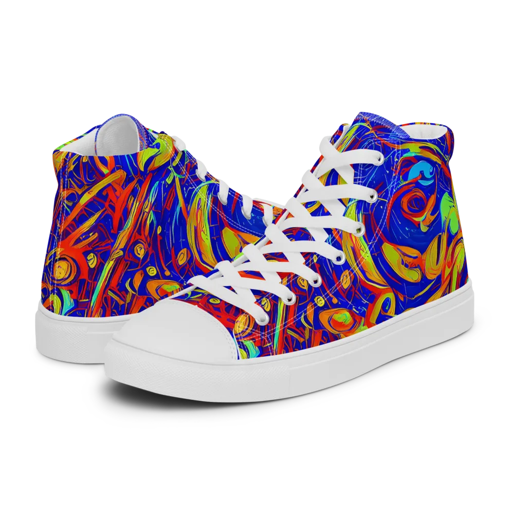 Ultramarine Rapture on Men's High Top Canvas Shoes — Left
