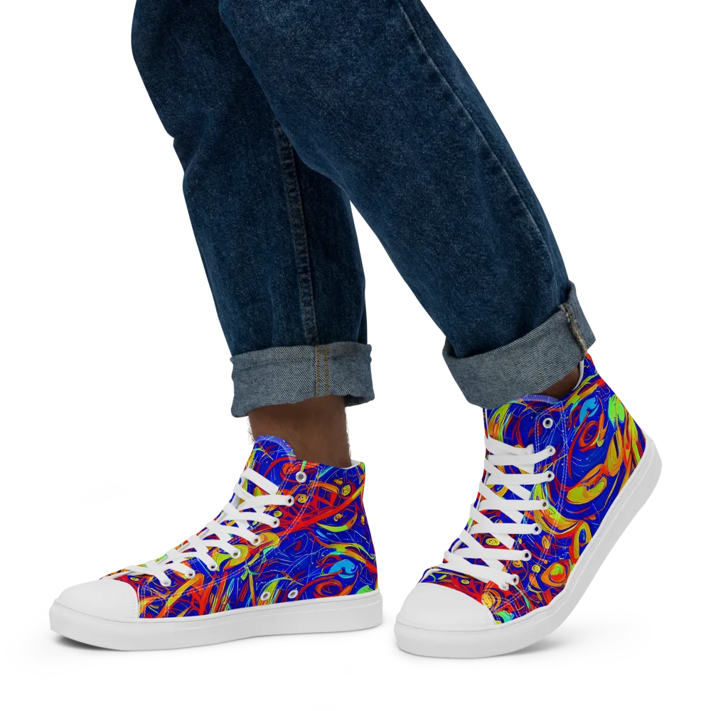 Ultramarine Rapture on Men's High Top Canvas Shoes — Left