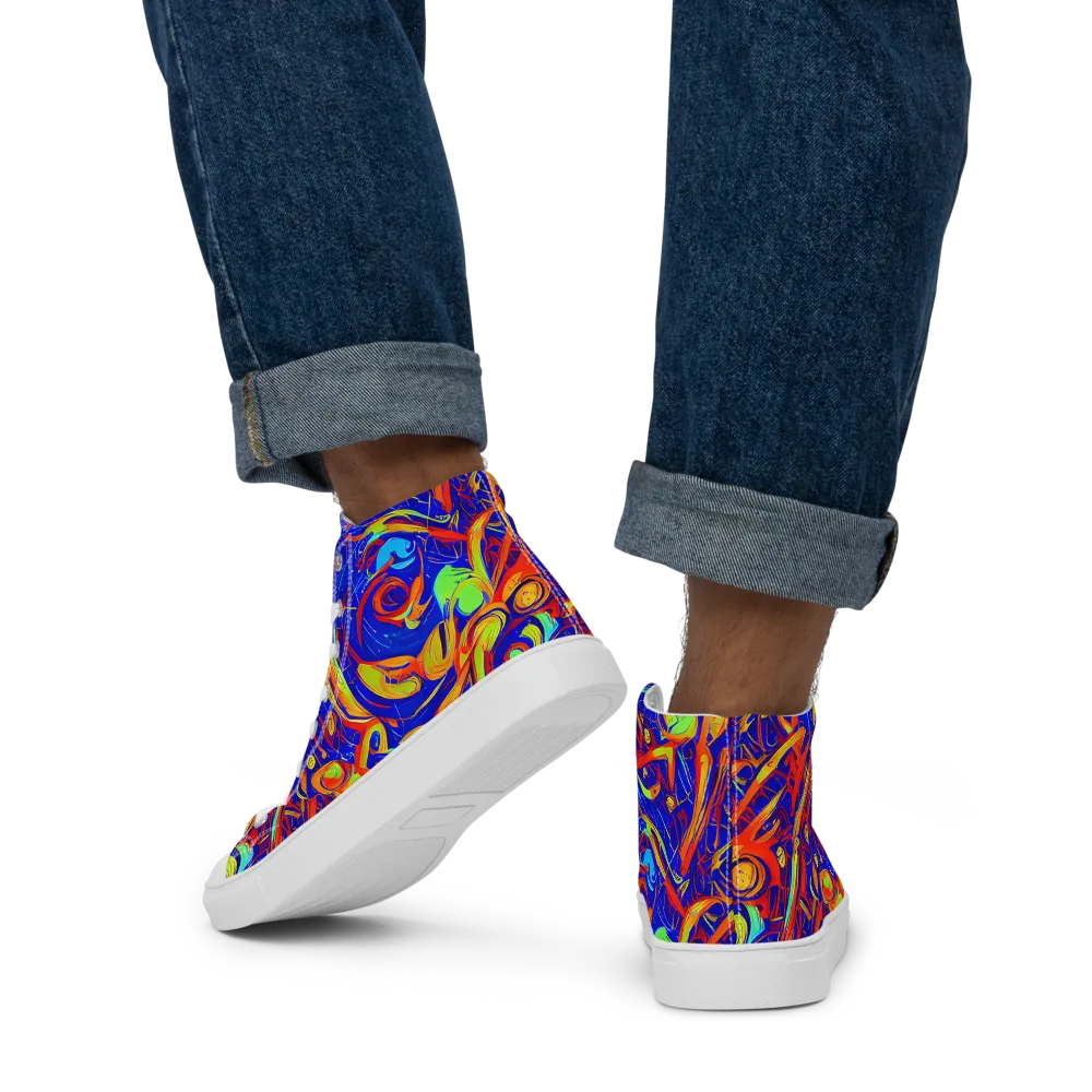 Ultramarine Rapture on Men's High Top Canvas Shoes — Back