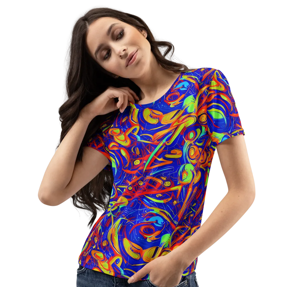 Ultramarine Rapture on Women's Crew Neck T-Shirt — Left Front