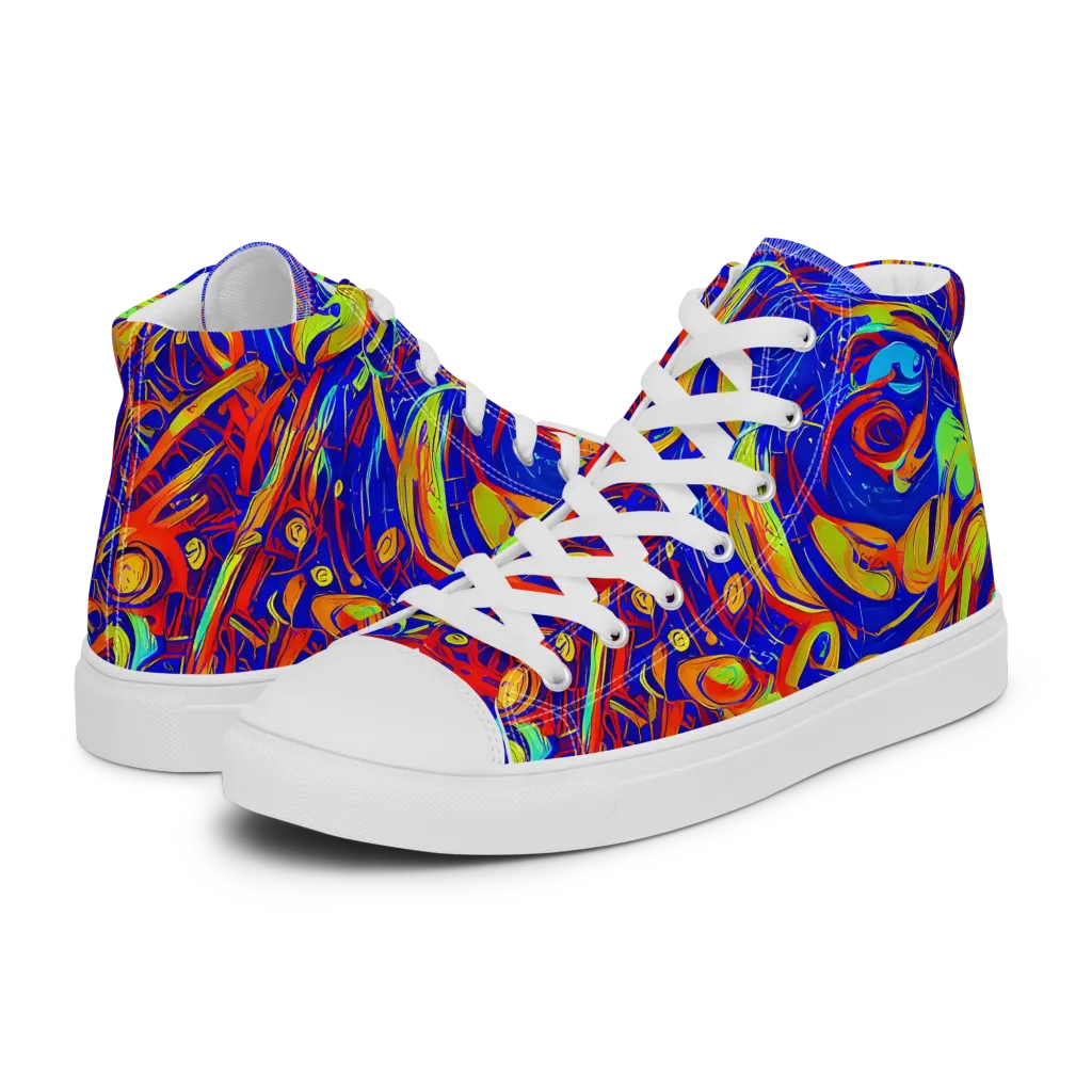 Ultramarine Rapture on Women's High Top Canvas Shoes — Left