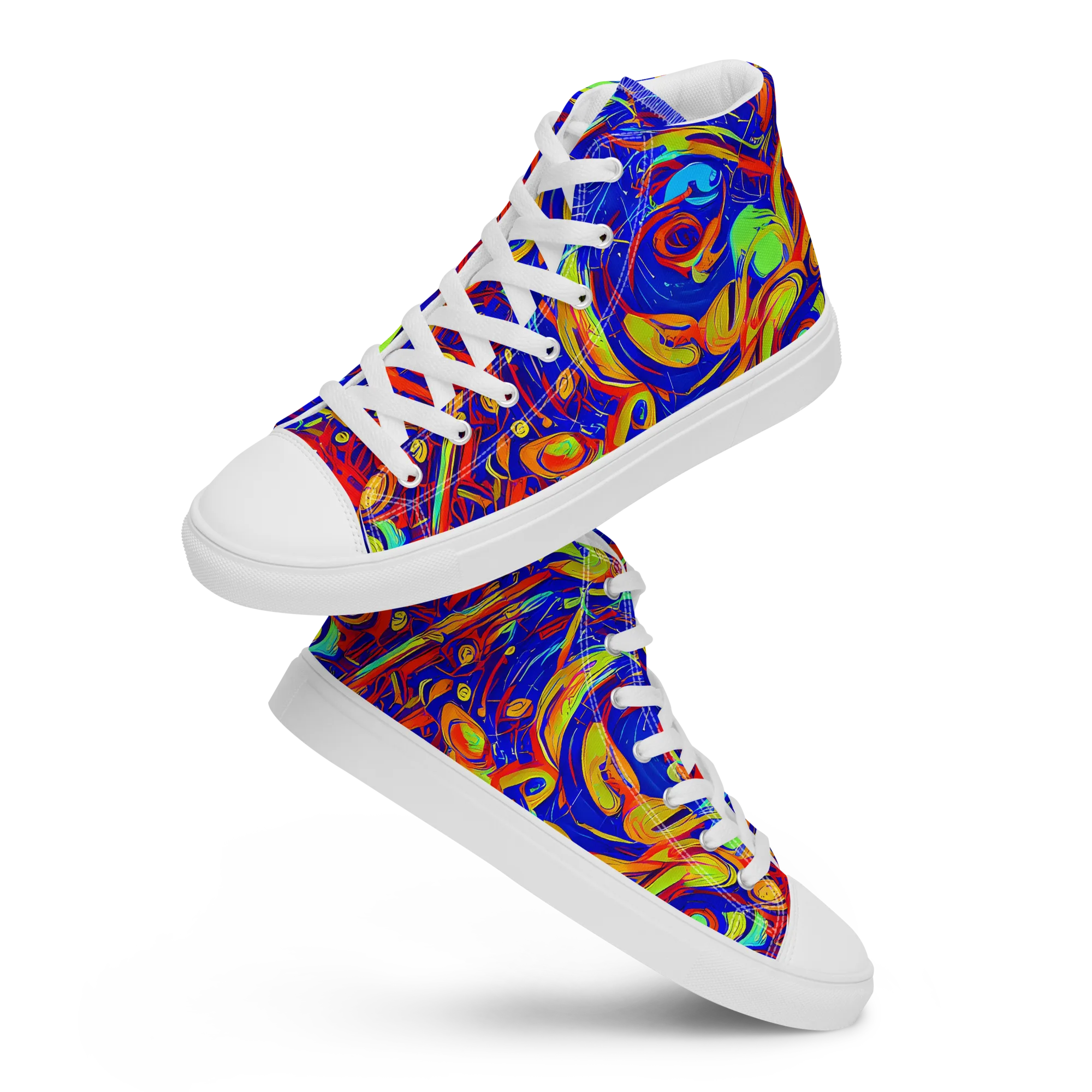 Ultramarine Rapture on Women's High Top Canvas Shoes — Front