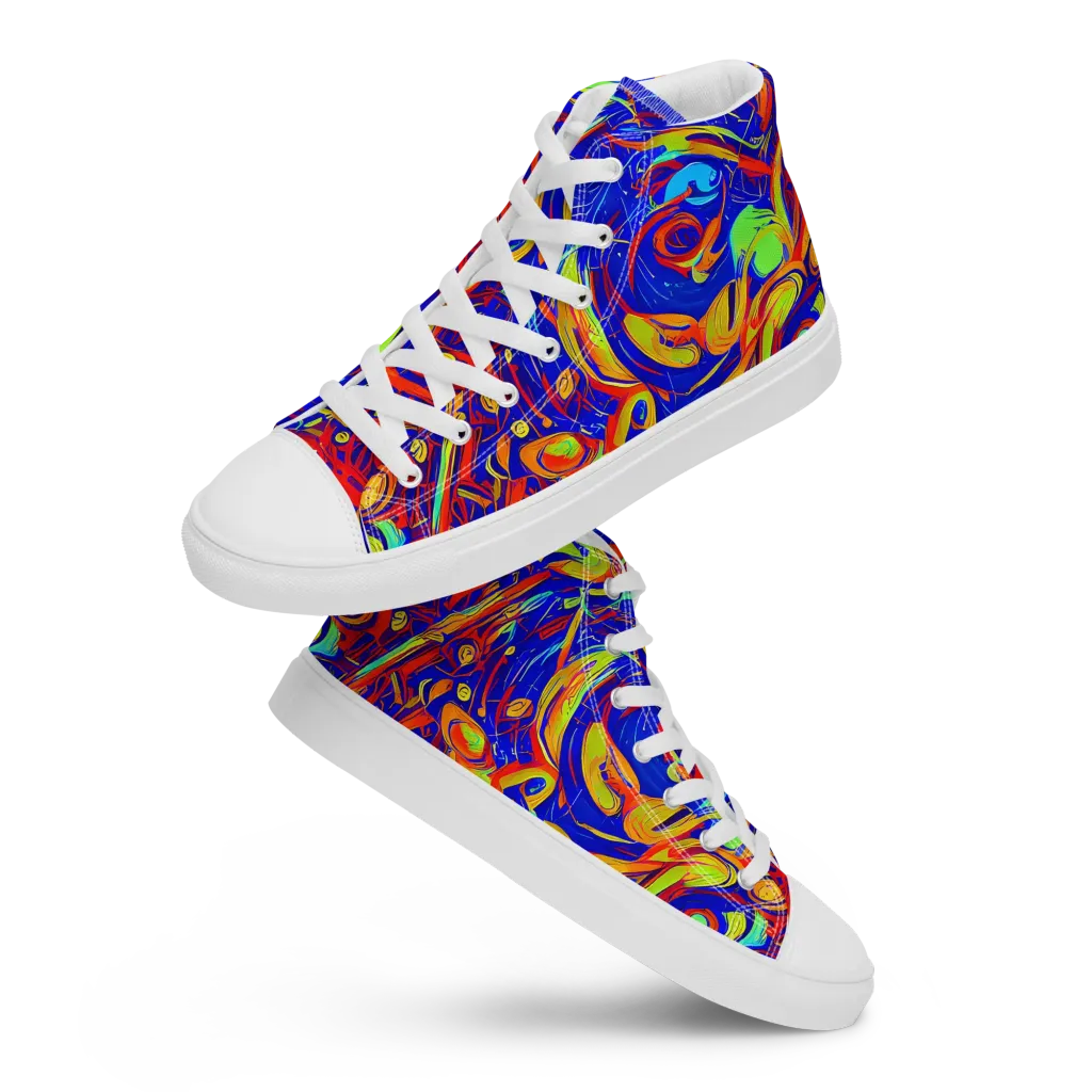 Ultramarine Rapture on Women's High Top Canvas Shoes — Front