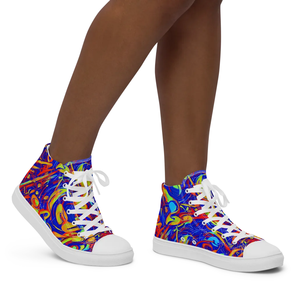 Ultramarine Rapture on Women's High Top Canvas Shoes — Right