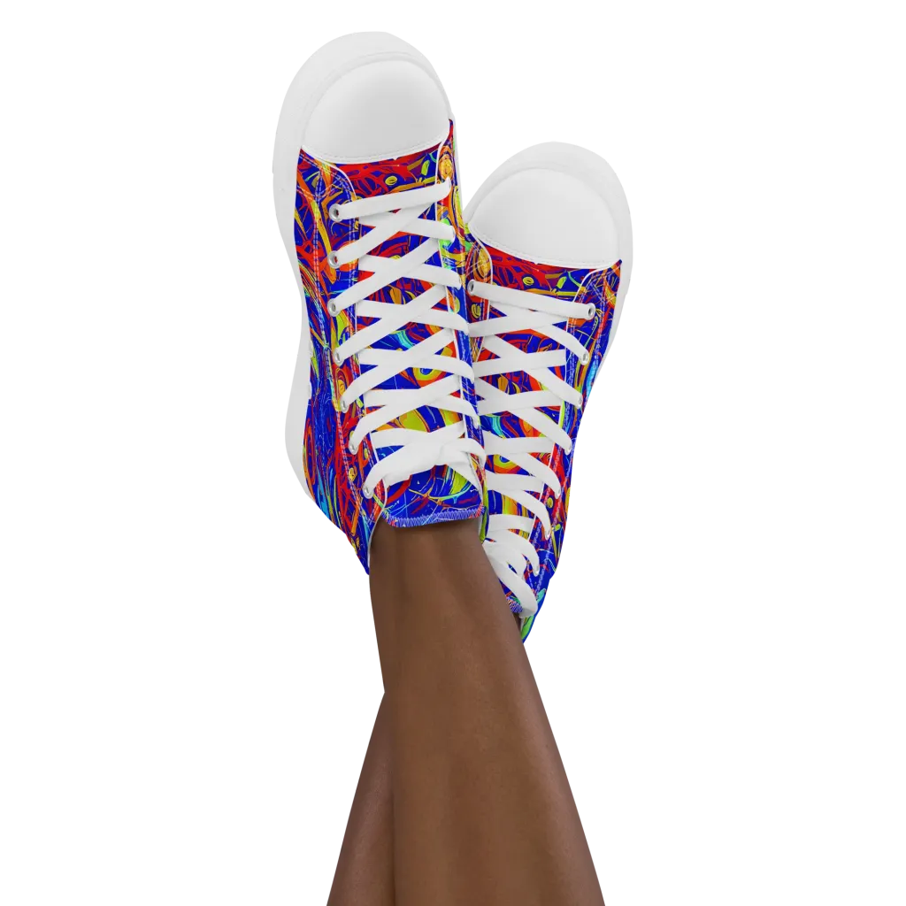 Ultramarine Rapture on Women's High Top Canvas Shoes — Front