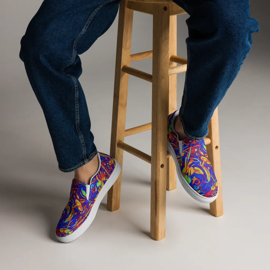 Ultramarine Rapture on Men's Slip-On Canvas Shoes — Front