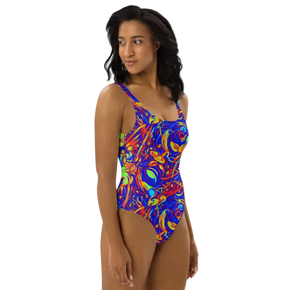 Ultramarine Rapture on One-Piece Swimsuit — Right