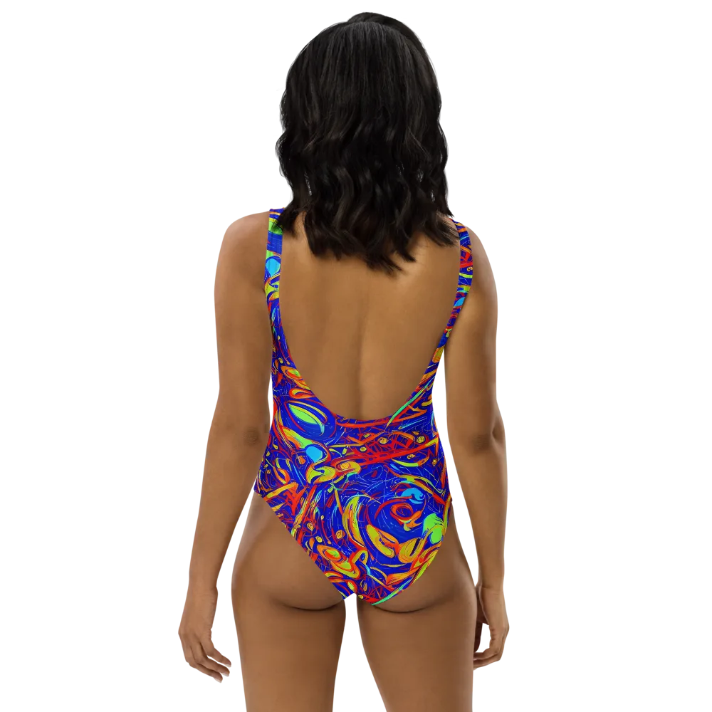 Ultramarine Rapture on One-Piece Swimsuit — Back