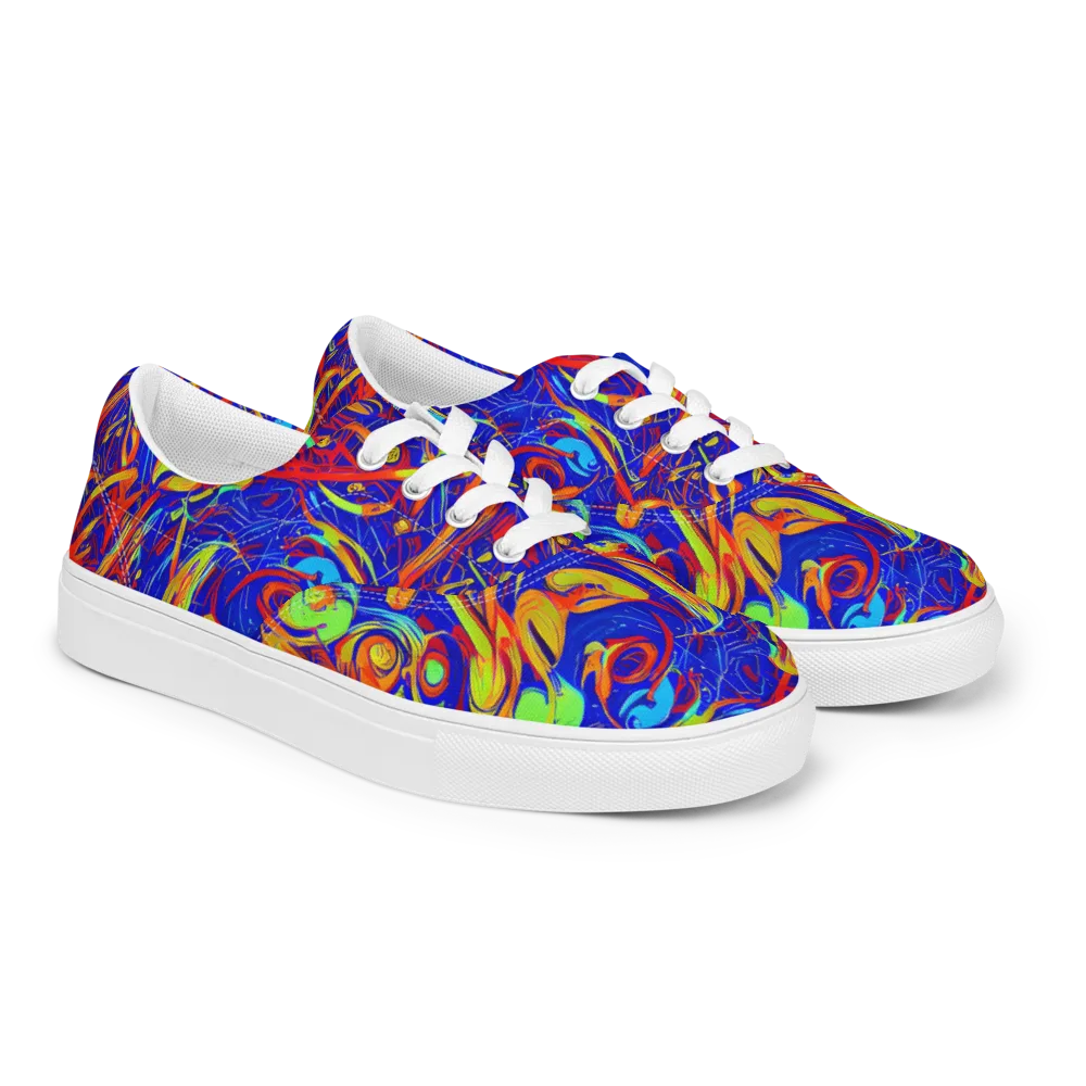 Ultramarine Rapture on Men's Lace-Up Canvas Shoes — Right Front