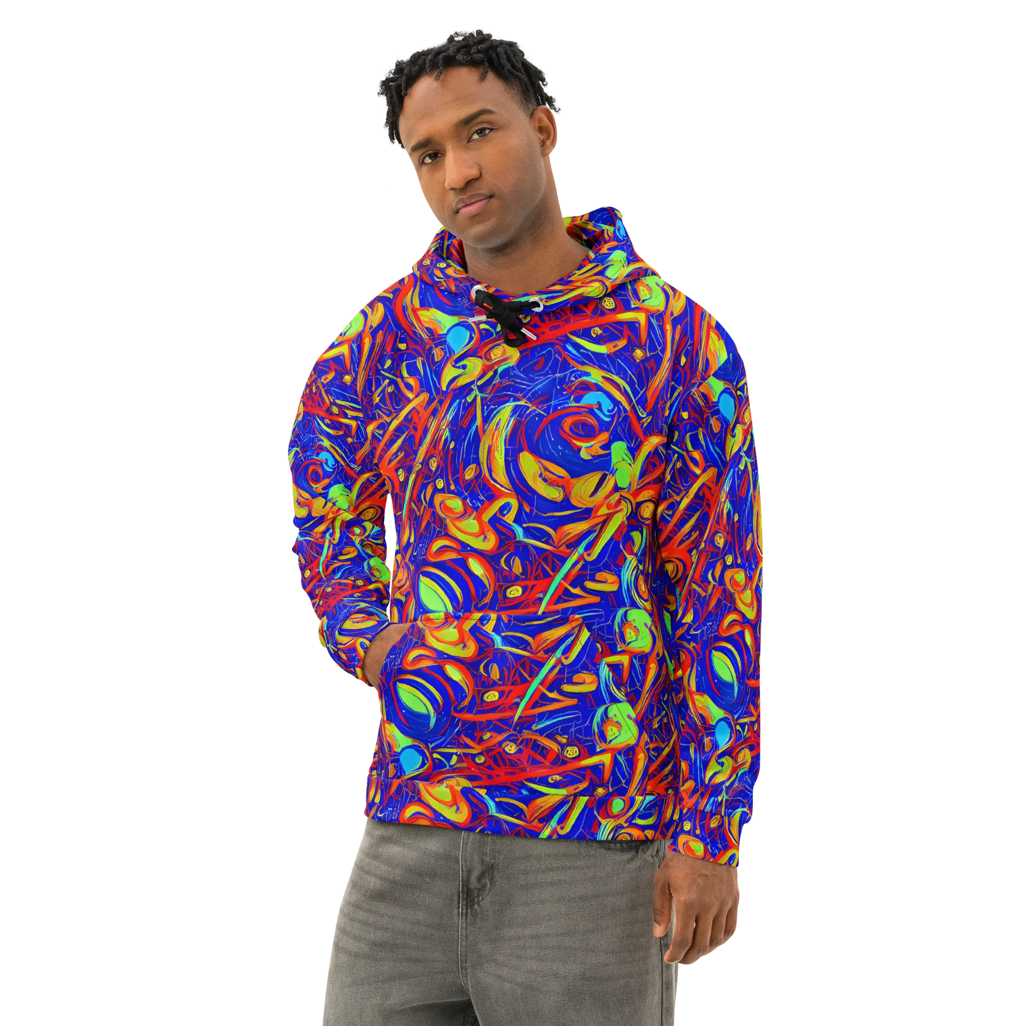 Ultramarine Rapture on Cotton Hoodie — Left Front