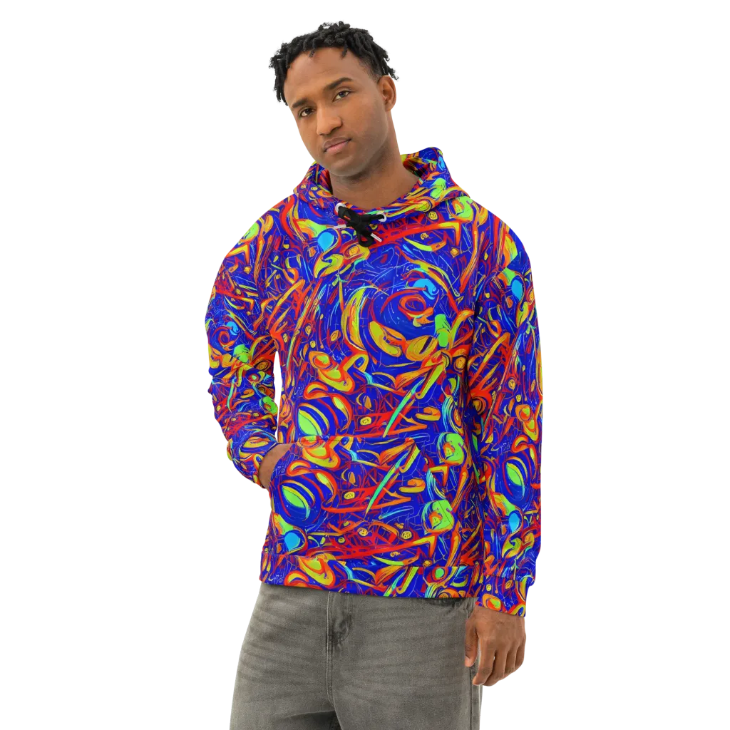 Ultramarine Rapture on Cotton Hoodie — Left Front
