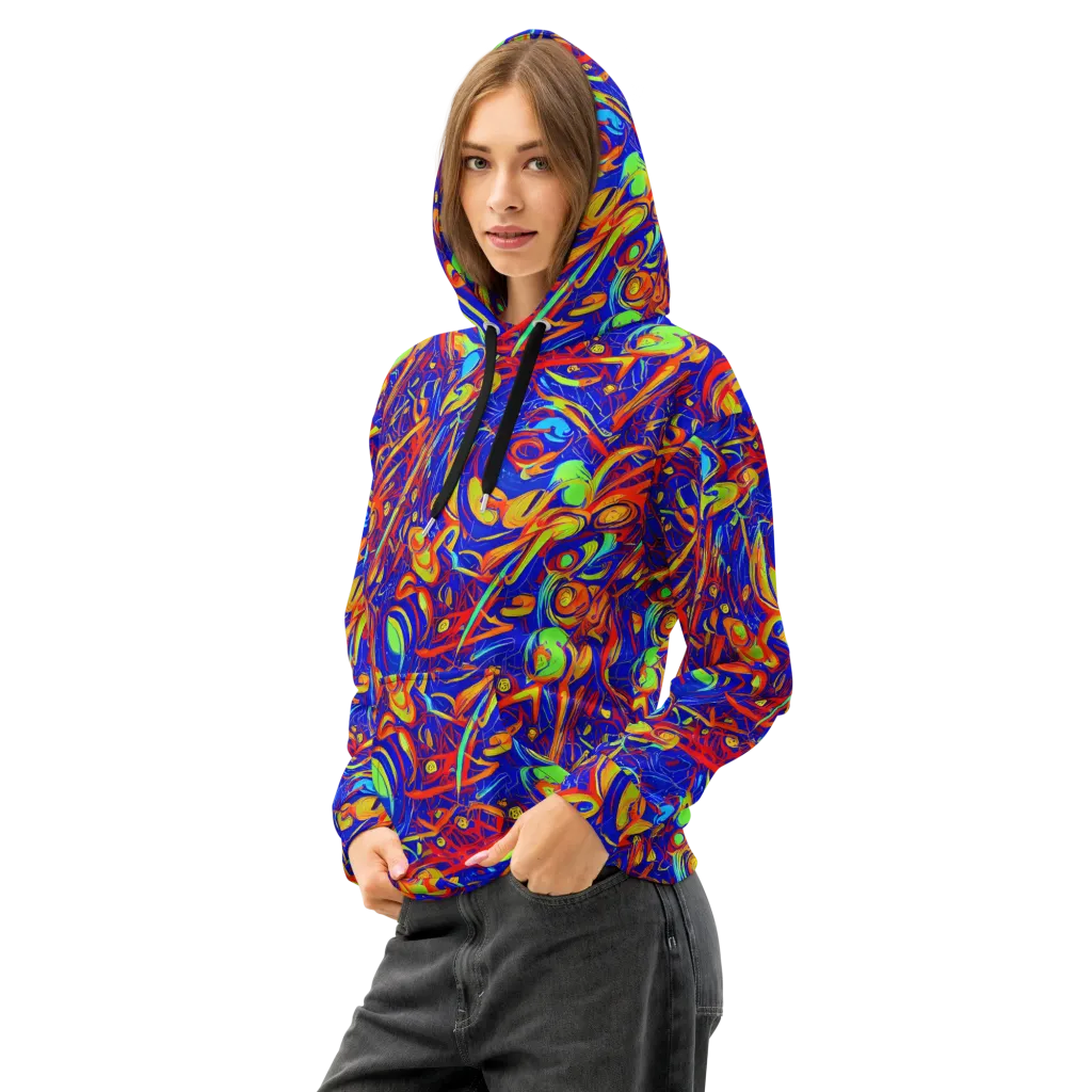 Ultramarine Rapture on Cotton Hoodie — Left Front