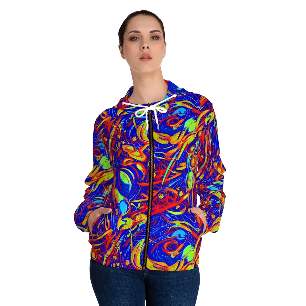 Ultramarine Rapture on Women's Full-Zip Hoodie — Front On Person
