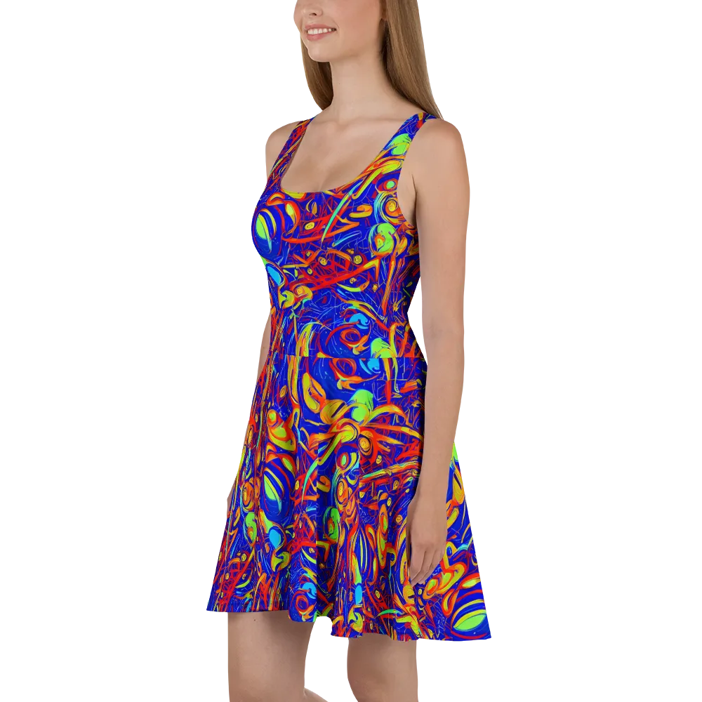 Ultramarine Rapture on Skater Dress — Left