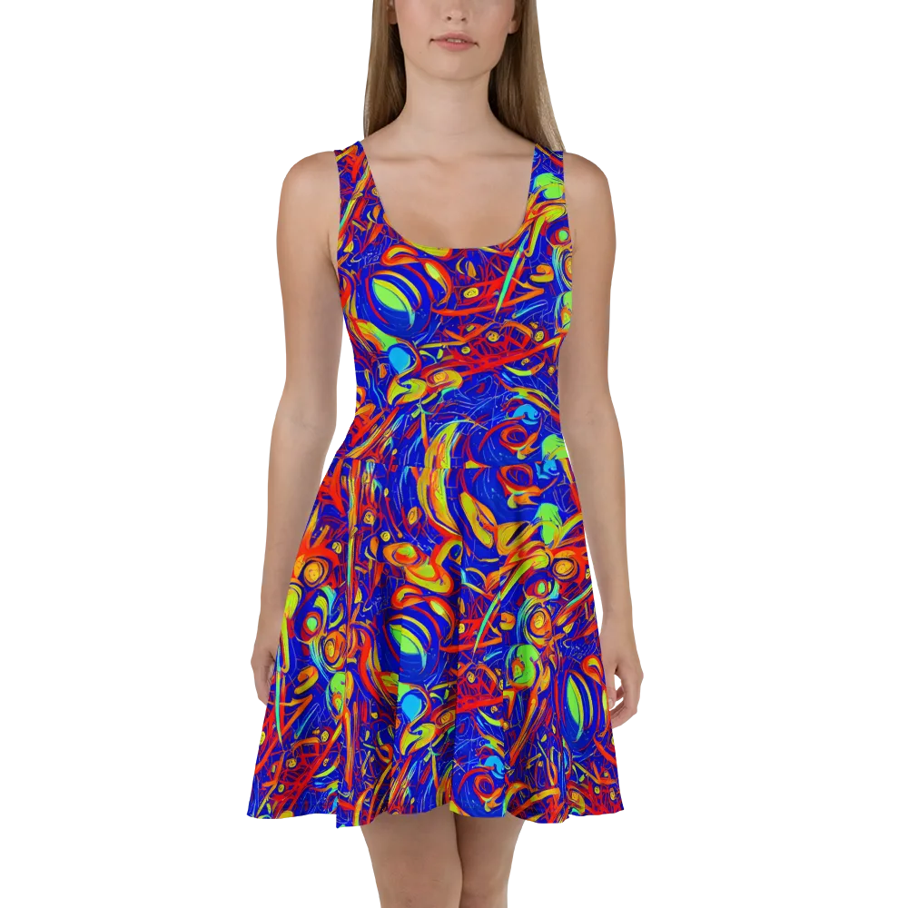 Ultramarine Rapture on Skater Dress — Front