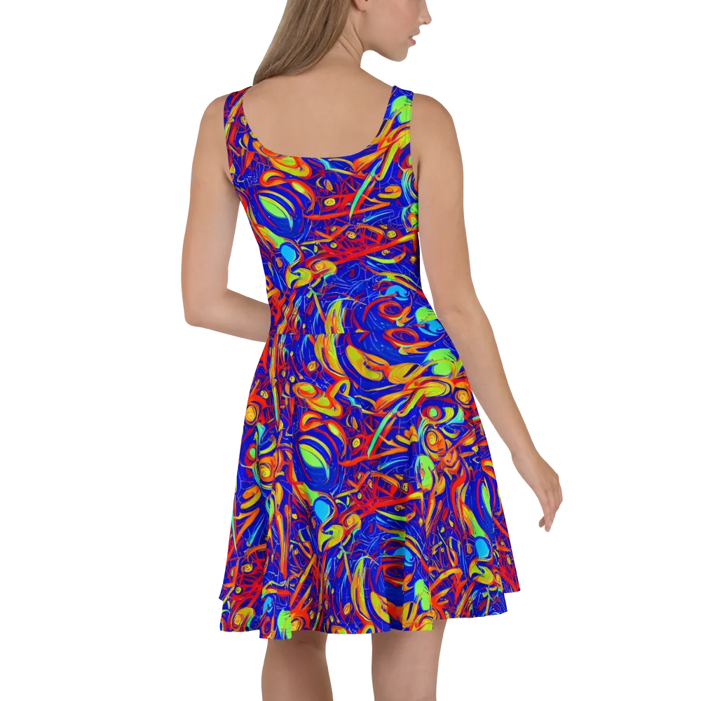 Ultramarine Rapture on Skater Dress — Back