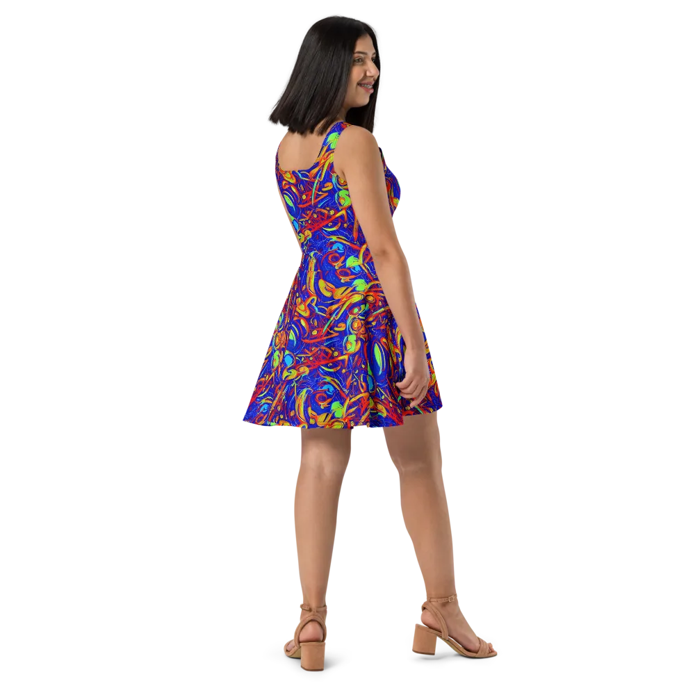 Ultramarine Rapture on Skater Dress — Right