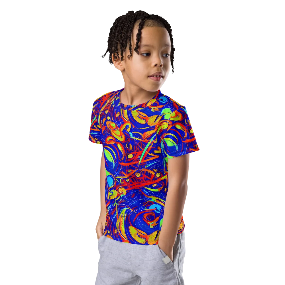 Ultramarine Rapture on Kids Crew Neck T-Shirt — Left Front