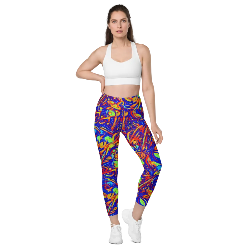 Ultramarine Rapture on Leggings with Pockets — Front