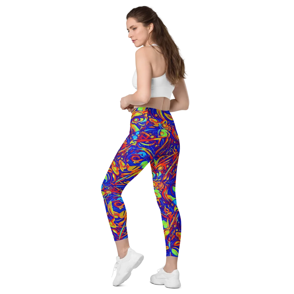 Ultramarine Rapture on Leggings with Pockets — Left Back
