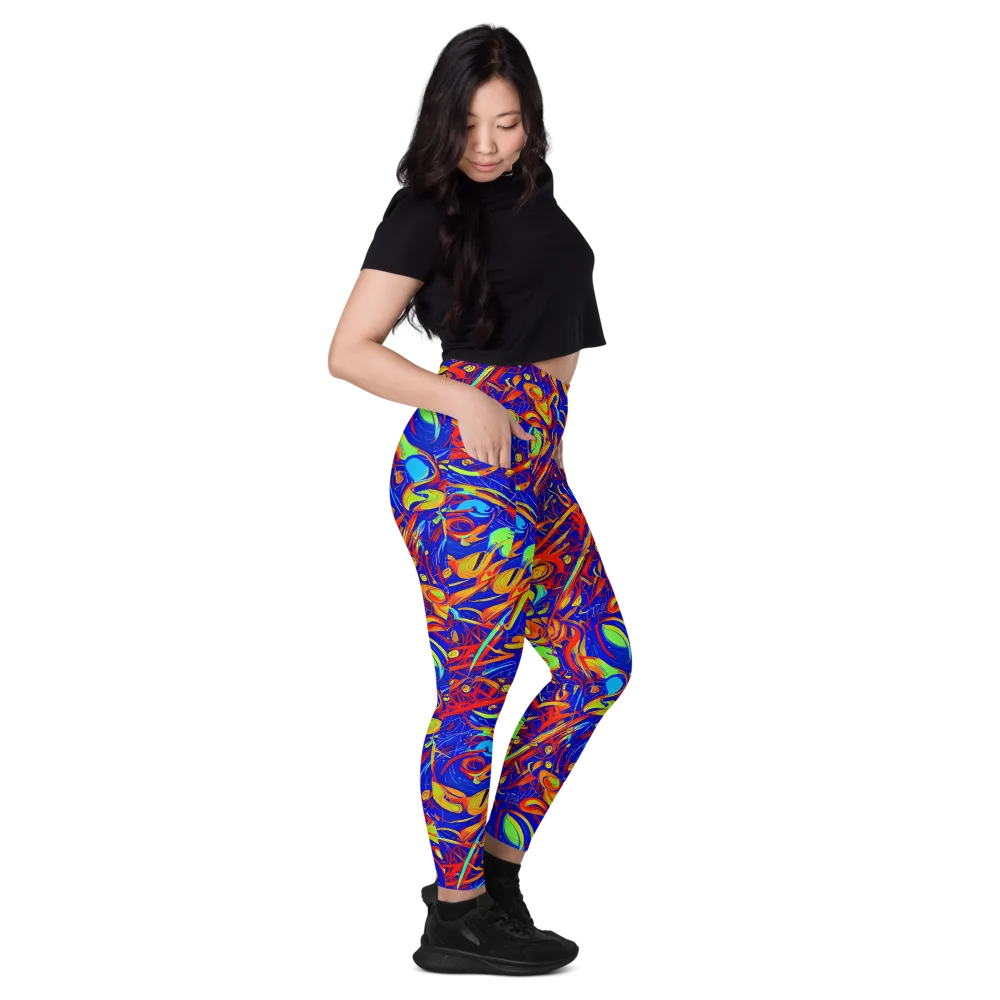 Ultramarine Rapture on Leggings with Pockets — Right