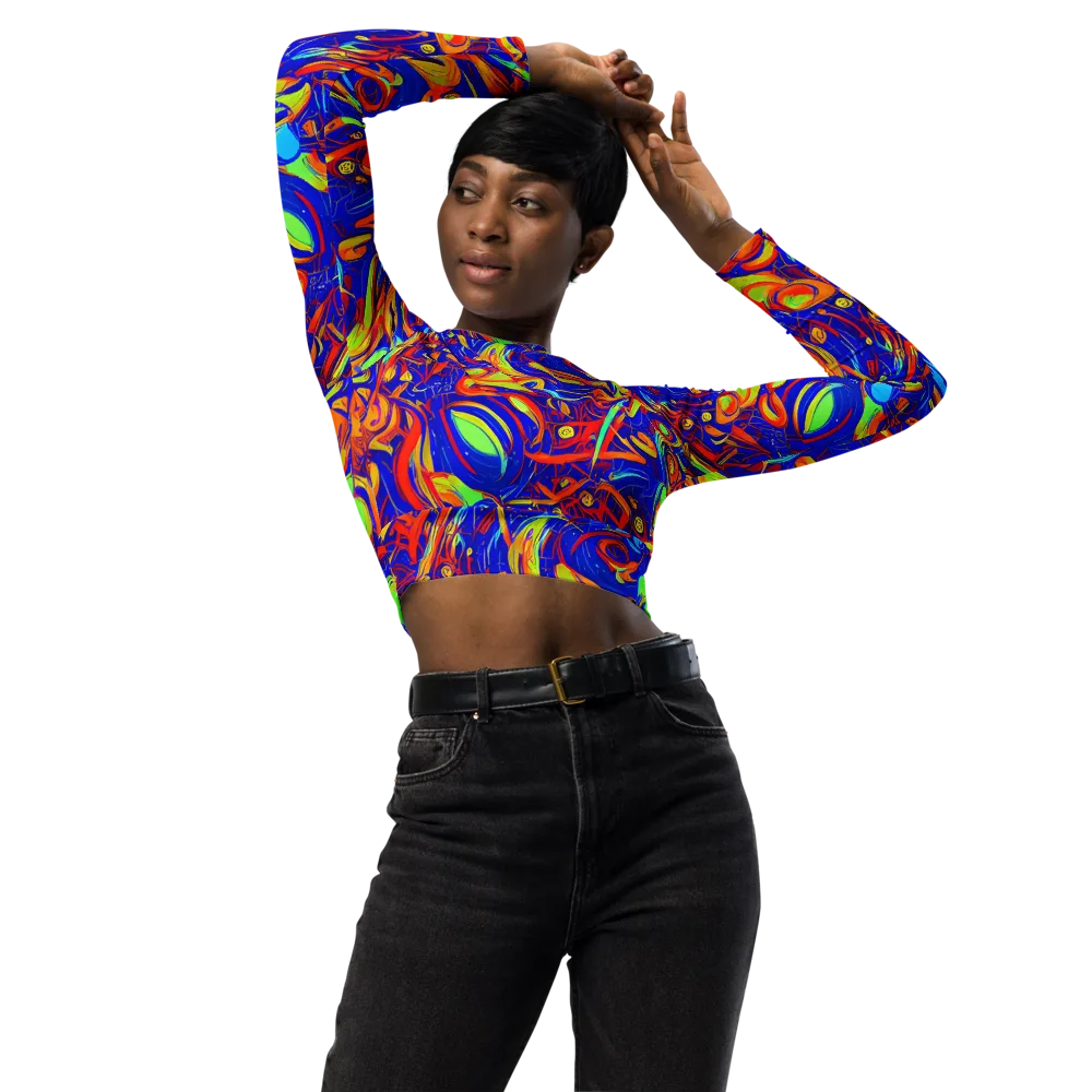 Ultramarine Rapture on Long Sleeve Crop Top — Front