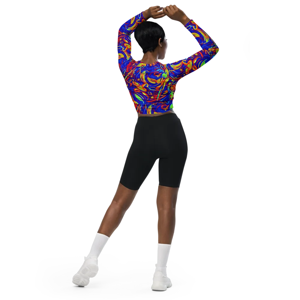 Ultramarine Rapture on Long Sleeve Crop Top — Back