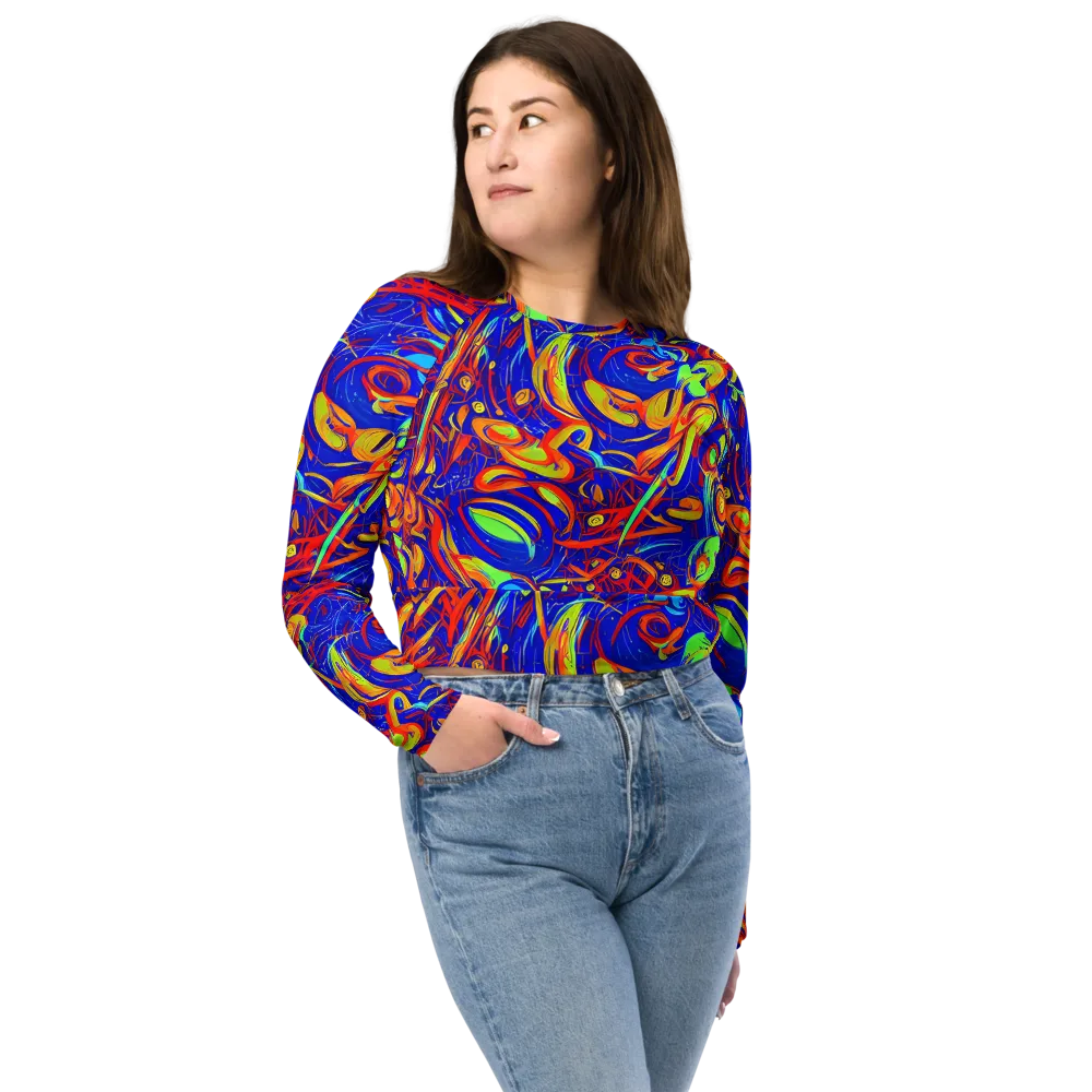 Ultramarine Rapture on Long Sleeve Crop Top — Front