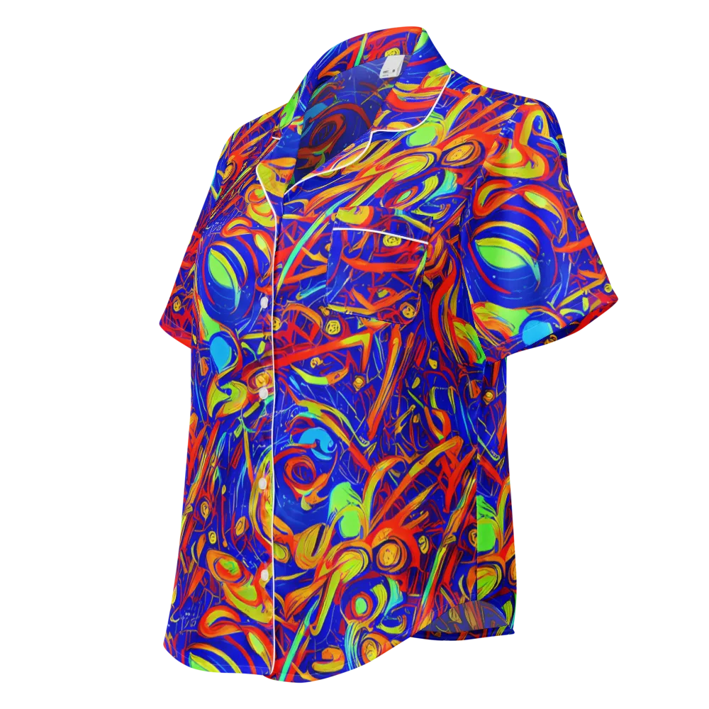 Ultramarine Rapture on Women's Short Sleeve Pajama Top — Left Front