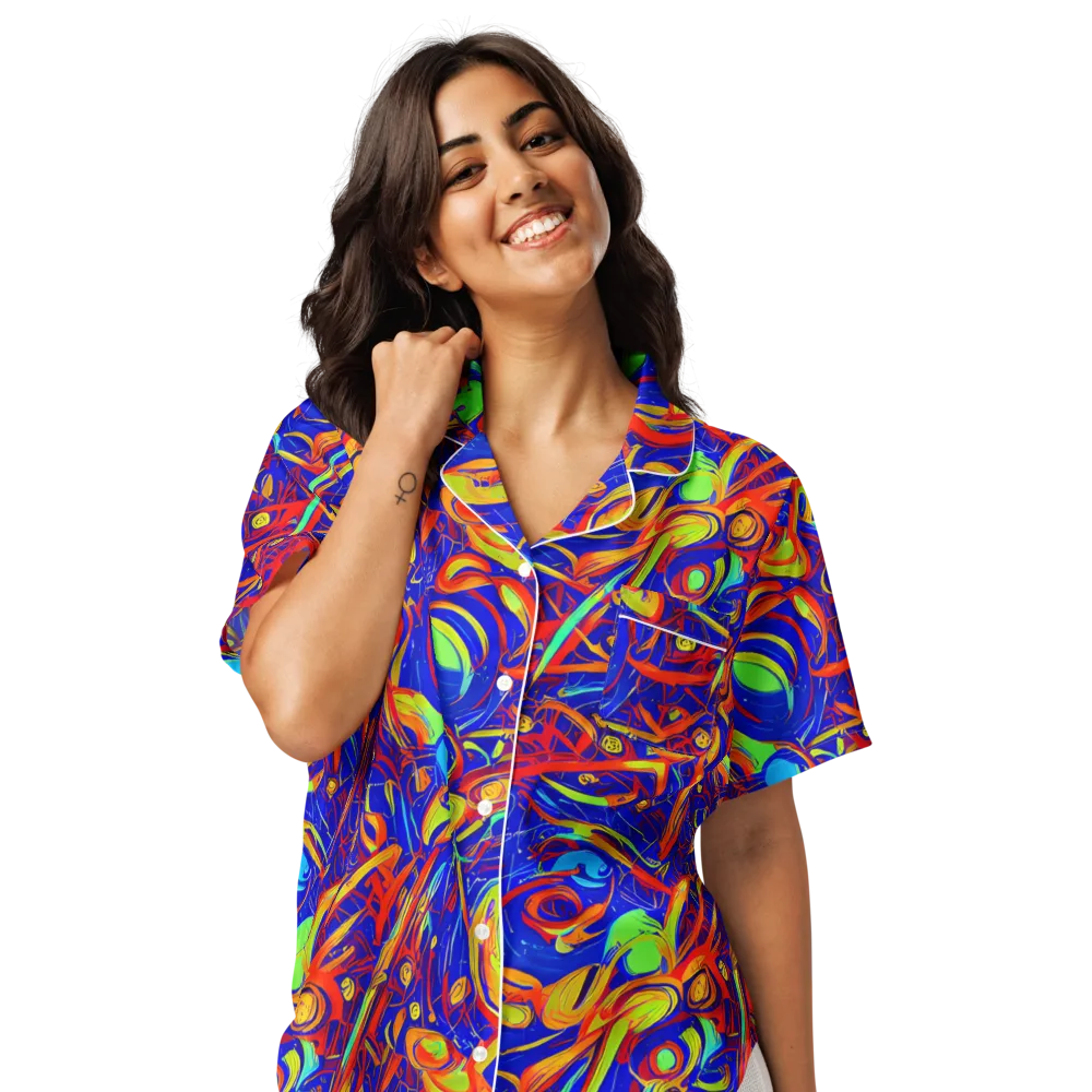Ultramarine Rapture on Women's Short Sleeve Pajama Top — Front