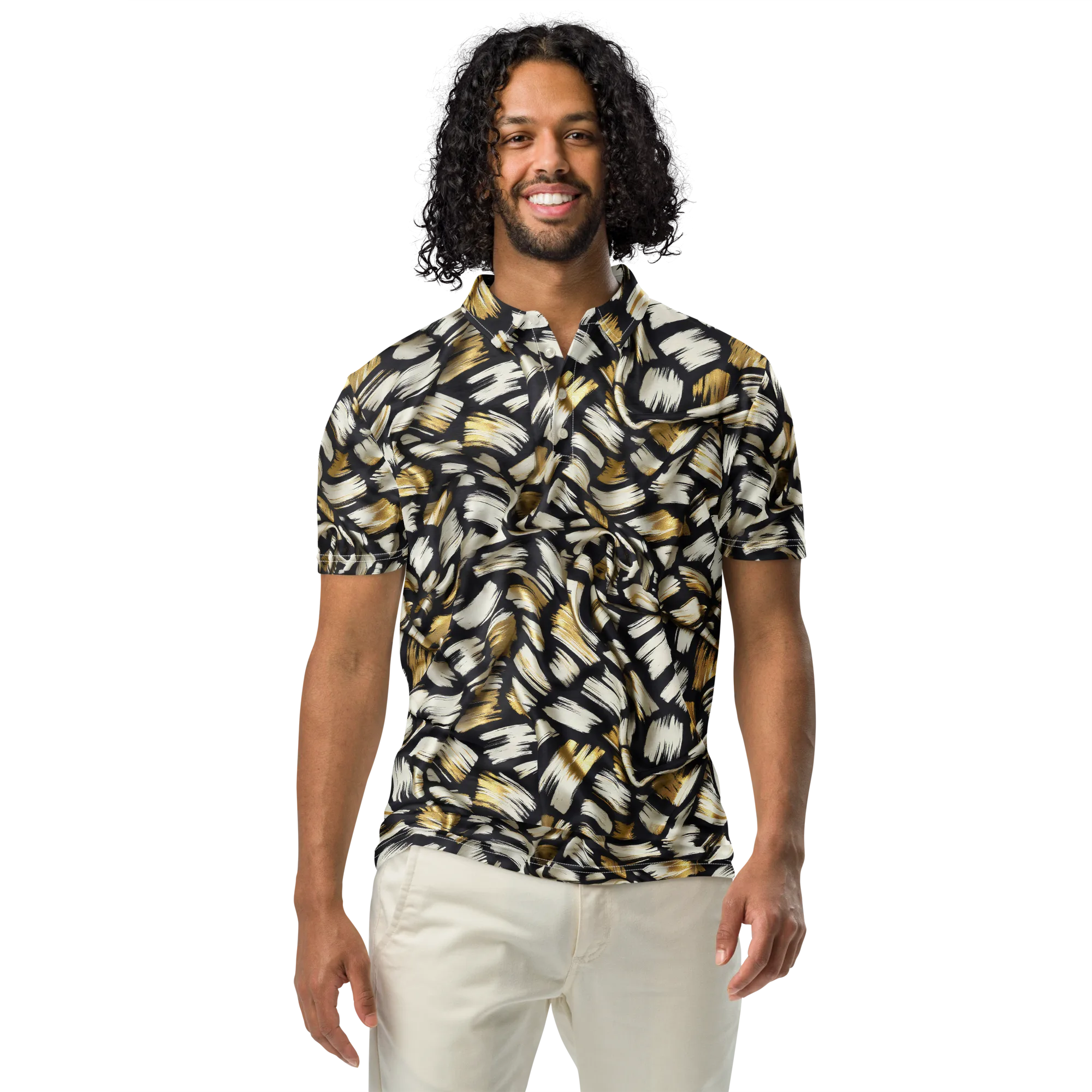 Gilded Gesture on Men's Slim Fit Polo Shirt — Front