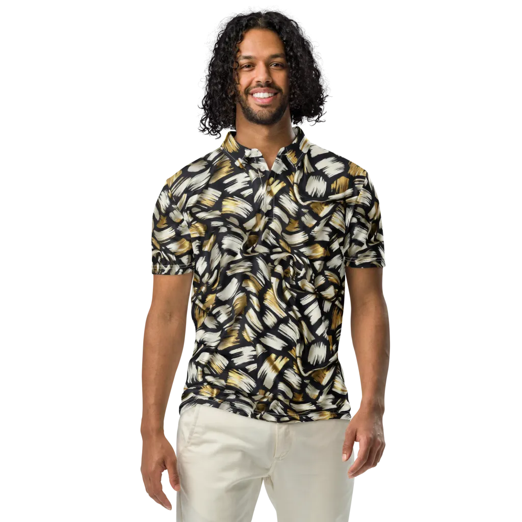 Gilded Gesture on Men's Slim Fit Polo Shirt — Front