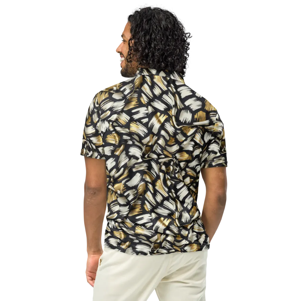 Gilded Gesture on Men's Slim Fit Polo Shirt — Back