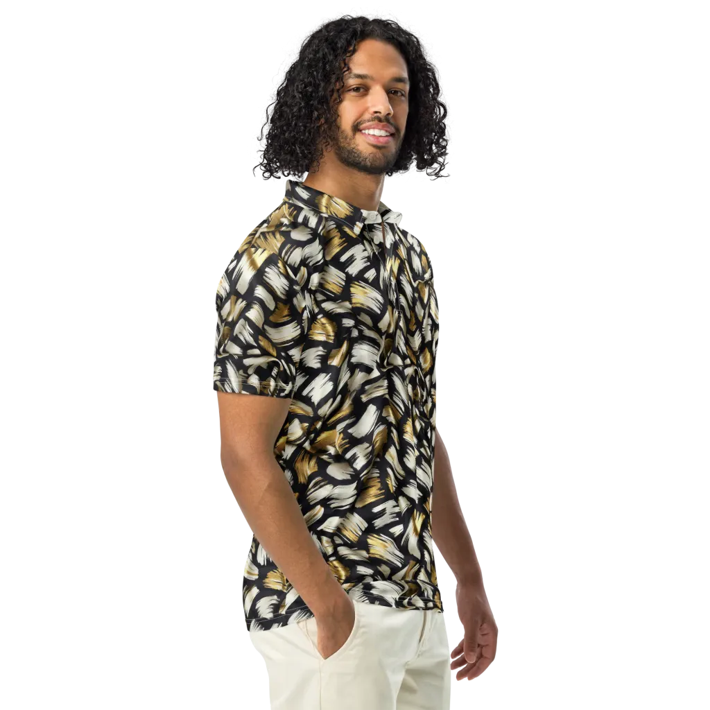 Gilded Gesture on Men's Slim Fit Polo Shirt — Right Front