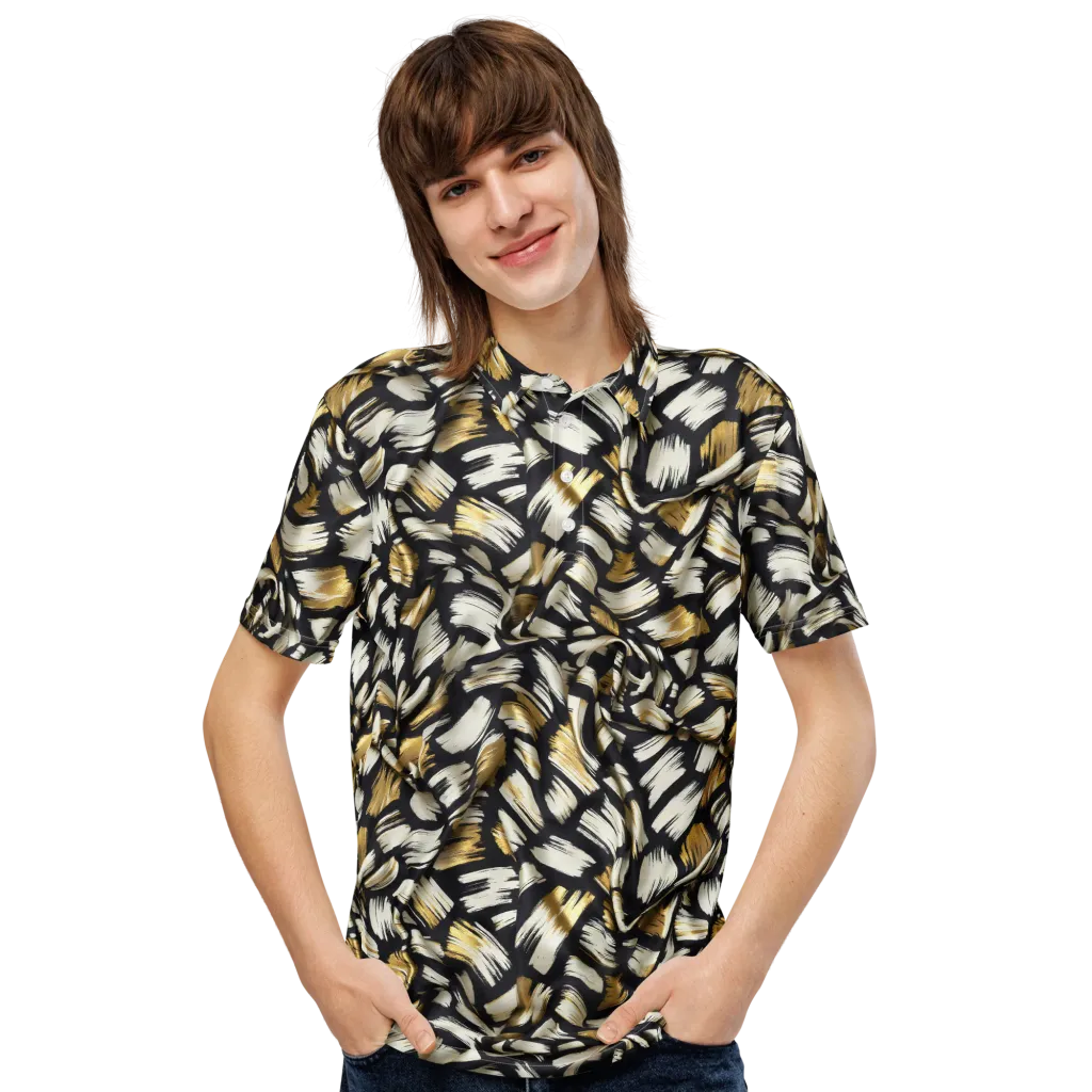 Gilded Gesture on Men's Slim Fit Polo Shirt — Front