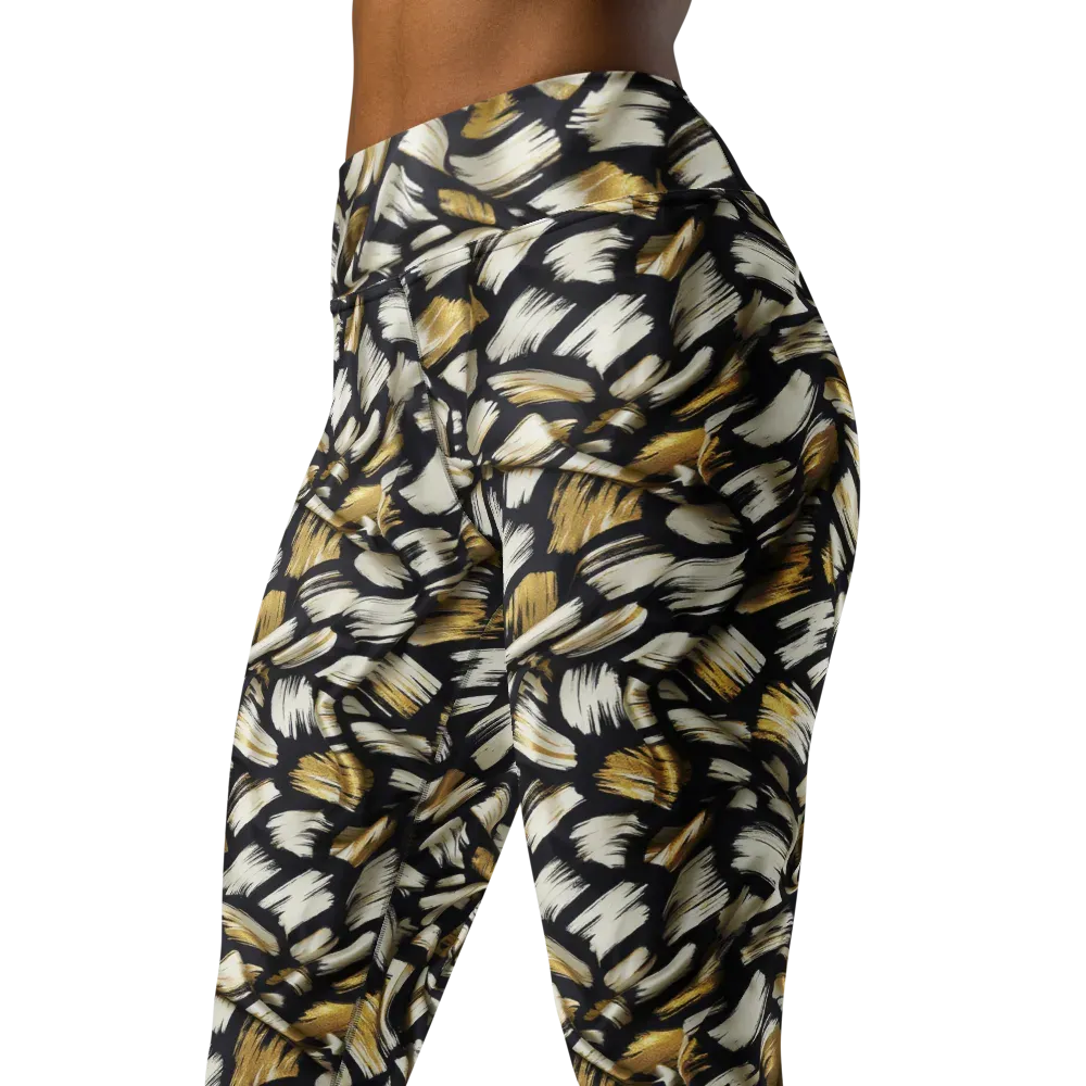 Gilded Gesture on Yoga Leggings — Left Front
