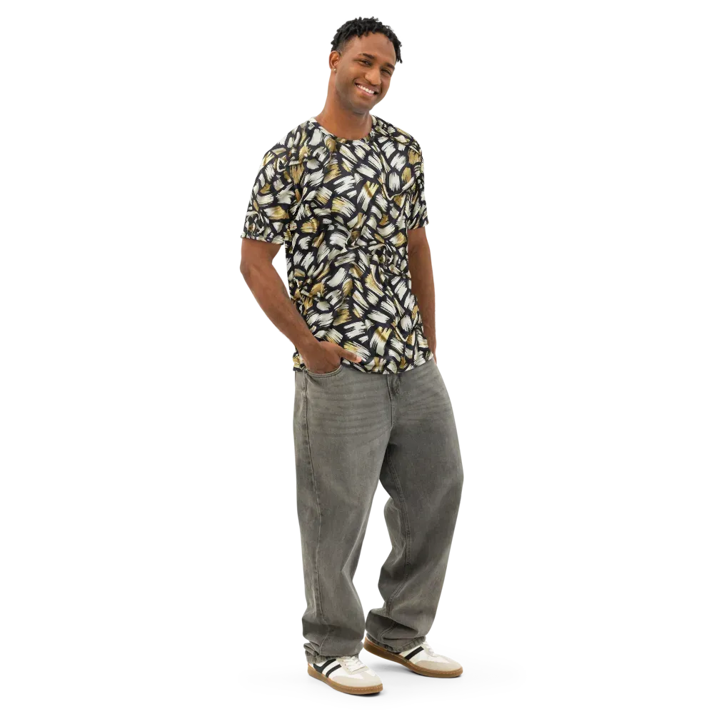 Gilded Gesture on Men's Cotton Crew Neck T-Shirt — Right Front
