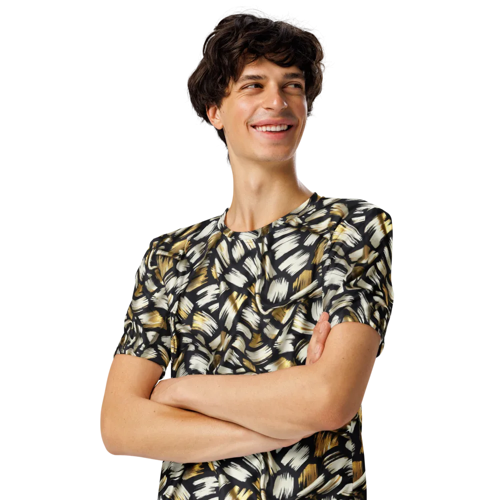 Gilded Gesture on Men's Crew Neck T-Shirt — Left Front